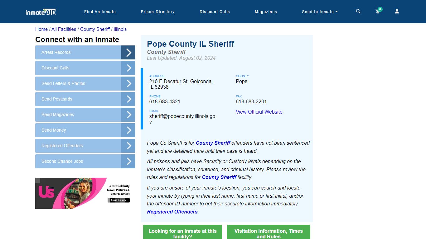 Pope County IL Sheriff - Arrests Warrants - InmateAid